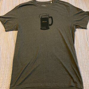 Prana Women’s Medium Graphic T Shirt Beer Belly Mug Gray Casual Tee